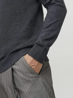 JJEEMIL KNIT ROLL NECK NOOS dark grey melange