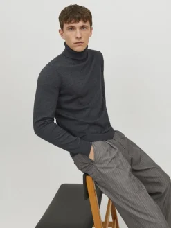 JJEEMIL KNIT ROLL NECK NOOS dark grey melange