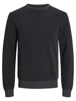 JJEGLOBE KNIT CREW NECK NOOS dark grey melange