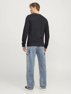 JJEGLOBE KNIT CREW NECK NOOS dark grey melange