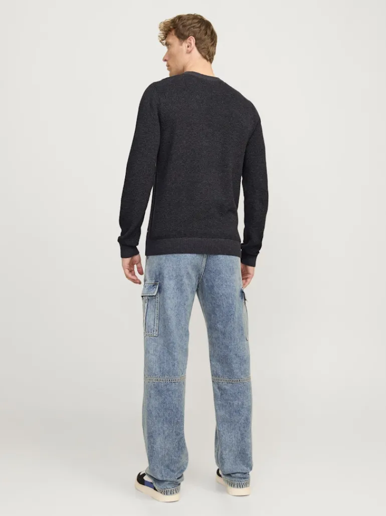 JJEGLOBE KNIT CREW NECK NOOS dark grey melange