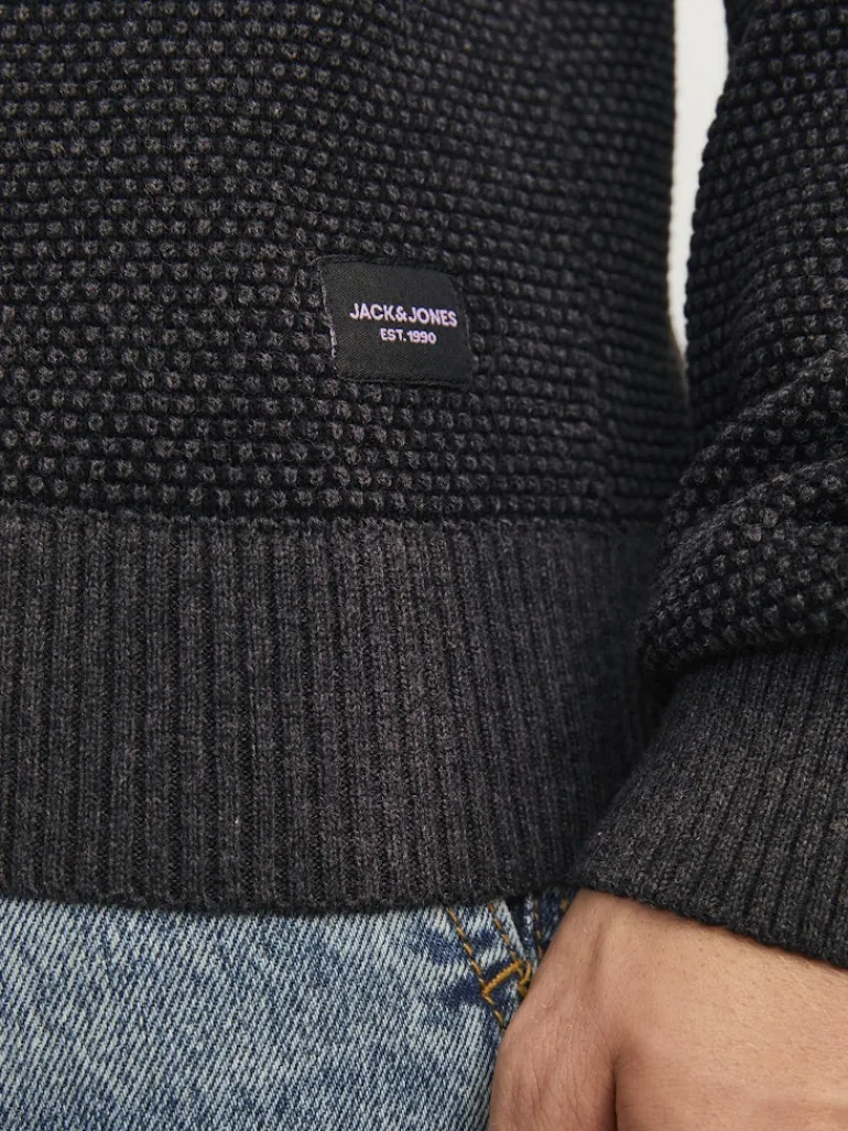 JJEGLOBE KNIT CREW NECK NOOS dark grey melange