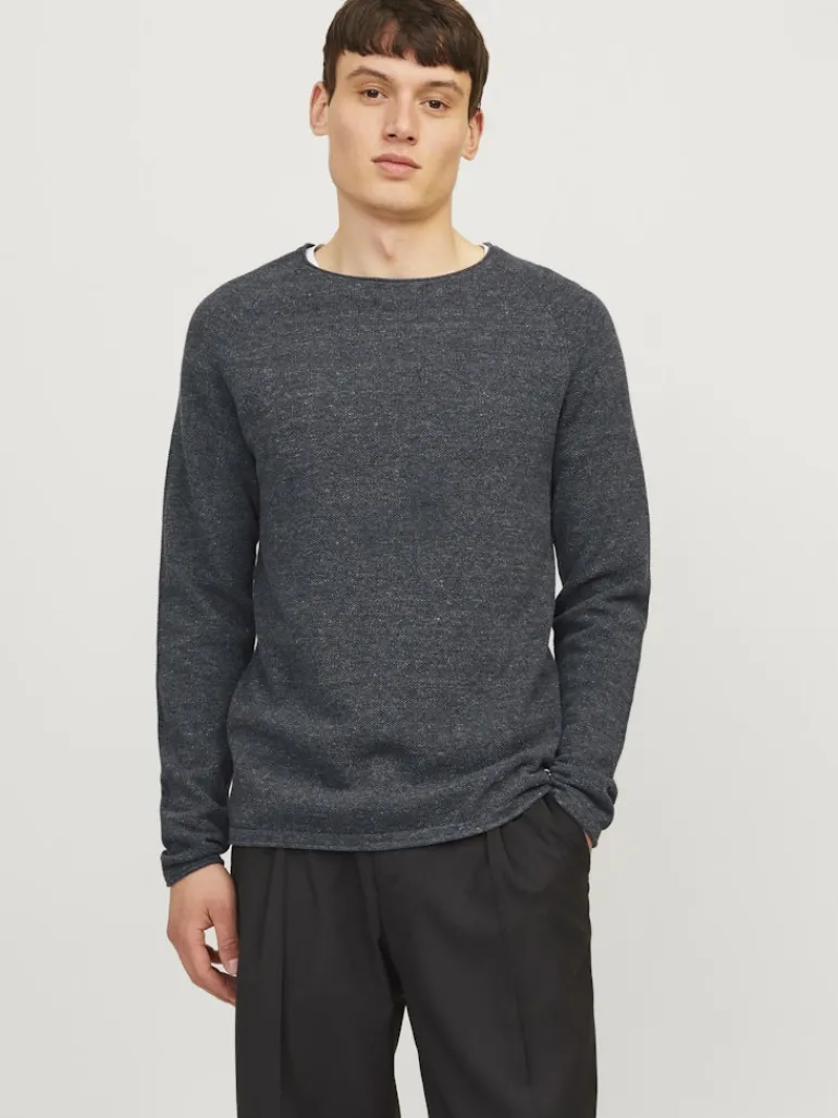 JJEHILL KNIT CREW NECK NOOS dark grey melange