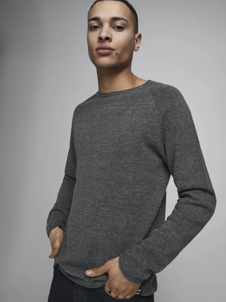 JJEHILL KNIT CREW NECK NOOS dark grey melange