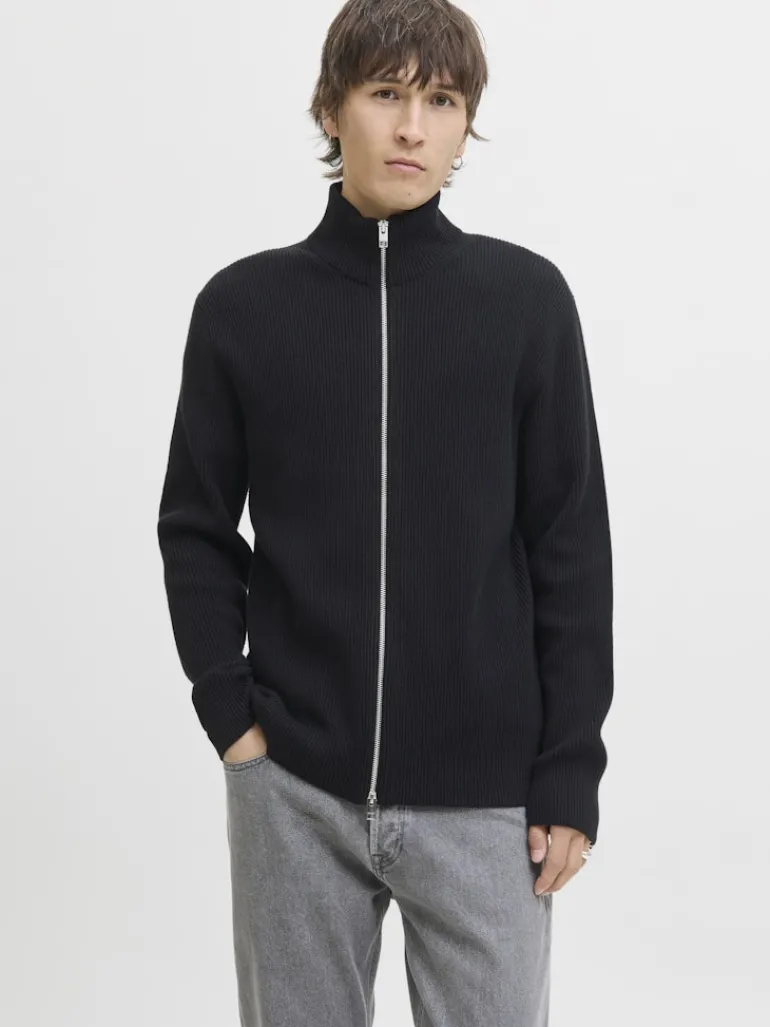 JJEPERFECT KNIT ZIP CARDIGAN SN black