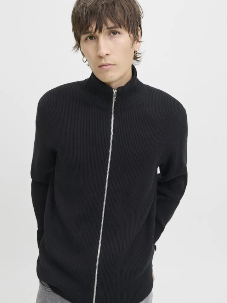 JJEPERFECT KNIT ZIP CARDIGAN SN black