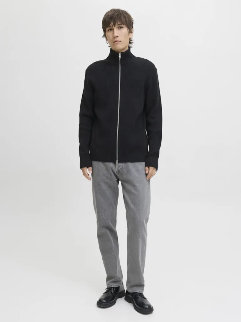 JJEPERFECT KNIT ZIP CARDIGAN SN black