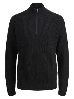 JJKAITO KNIT HALF ZIP BF black