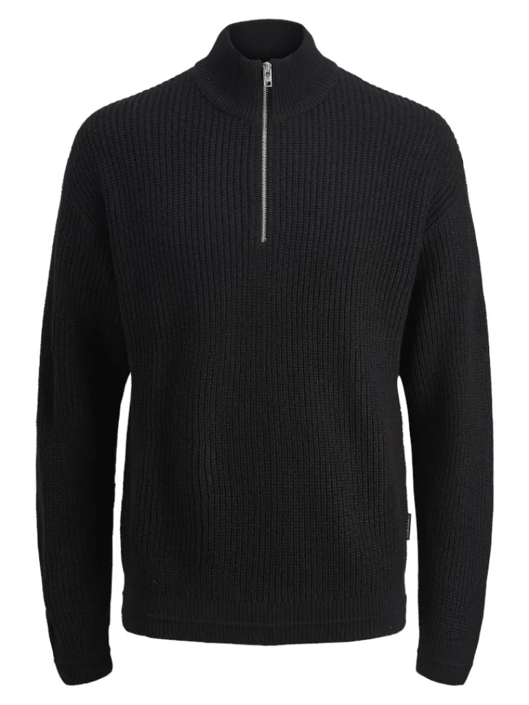 JJKAITO KNIT HALF ZIP BF black