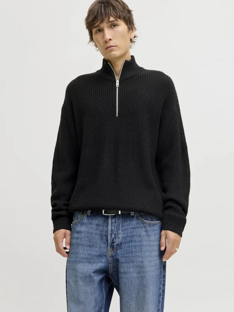 JJKAITO KNIT HALF ZIP BF black