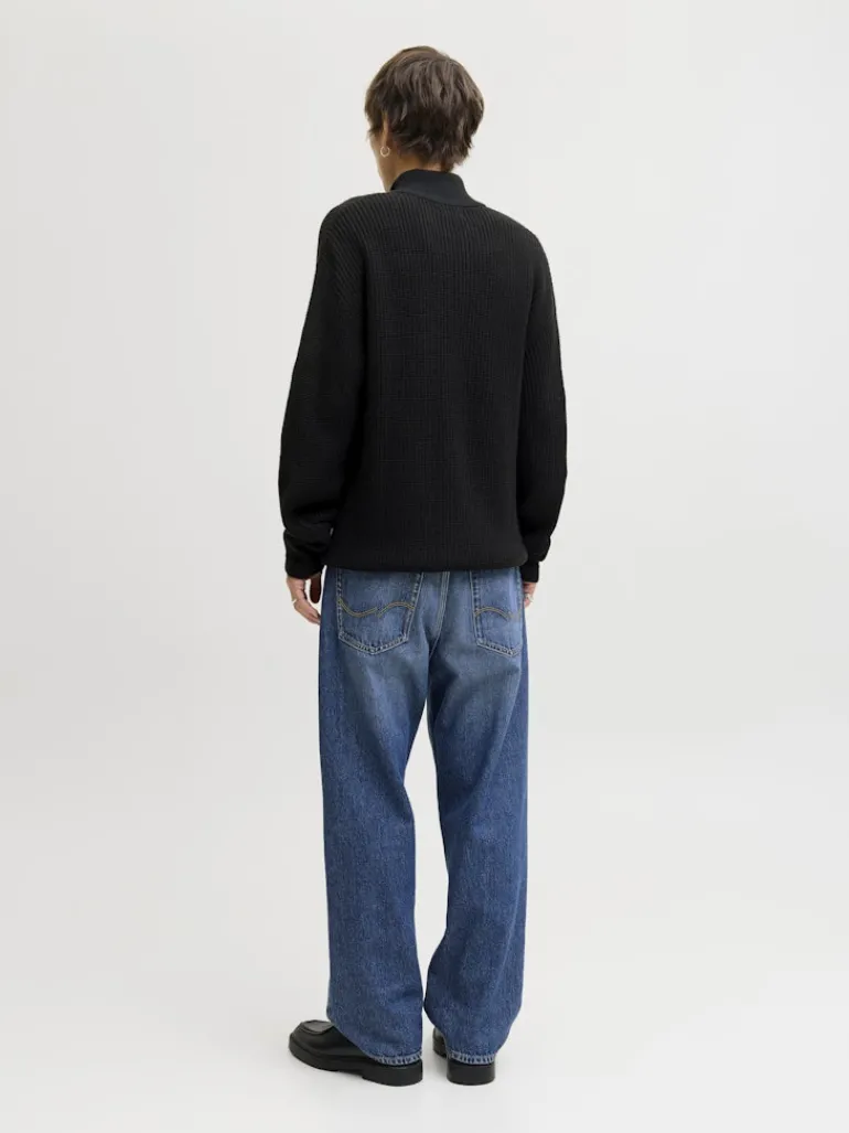 JJKAITO KNIT HALF ZIP BF black