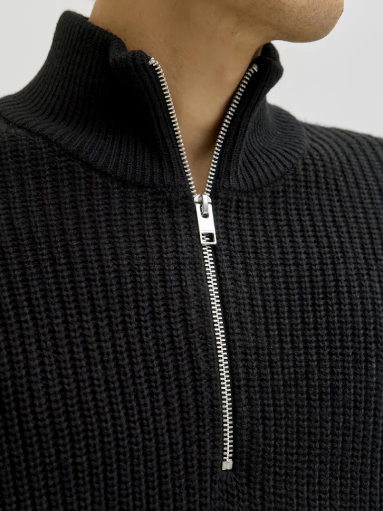 JJKAITO KNIT HALF ZIP BF black