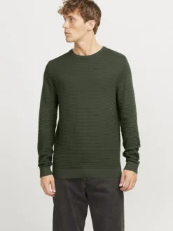 JJOTTO KNIT CREW NECK LN kombu green