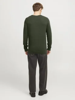 JJOTTO KNIT CREW NECK LN kombu green