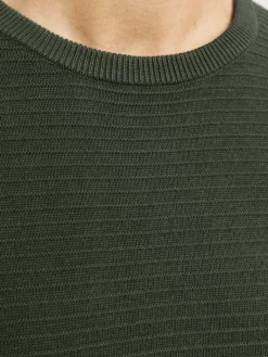 JJOTTO KNIT CREW NECK LN kombu green