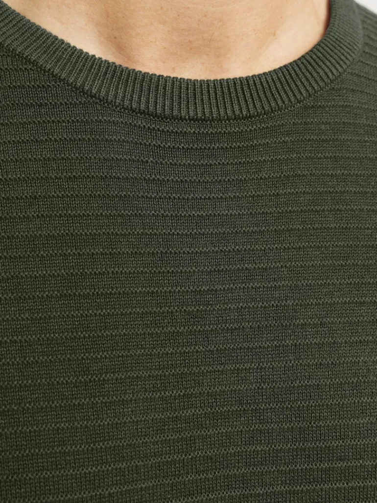 JJOTTO KNIT CREW NECK LN kombu green