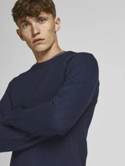 JJPANNEL KNIT CREW NECK PRE navy blazer1
