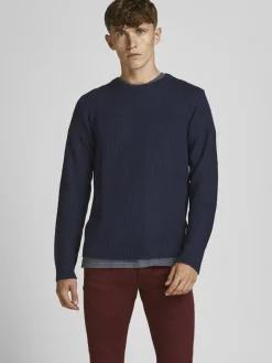 JJPANNEL KNIT CREW NECK PRE navy blazer1