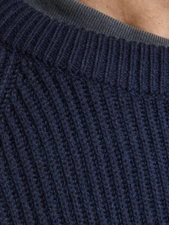 JJPANNEL KNIT CREW NECK PRE navy blazer1