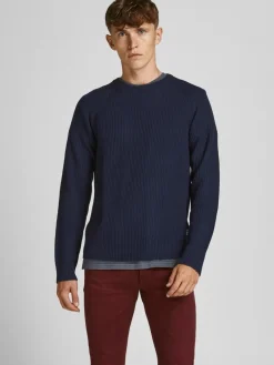 JJPANNEL KNIT CREW NECK PRE navy blazer1