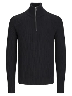 JJPANNEL KNIT HALF ZIP AW24 black