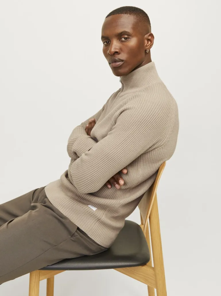 JJPANNEL KNIT HALF ZIP AW24 crockery