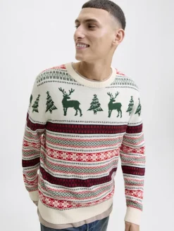JJXMAS NOEL KNIT CREW NECK dark green