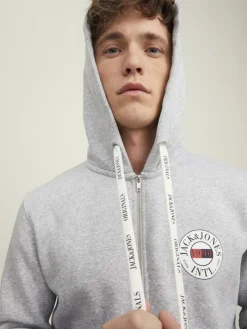 JORINTERNATIONAL ZIP SWEAT HOOD LN light grey melange