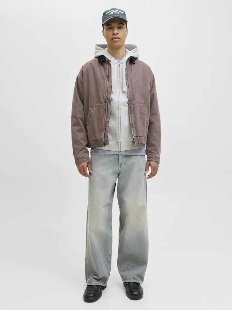 JORNORREBRO EMB SWEAT ZIP HOOD NOOS white melange