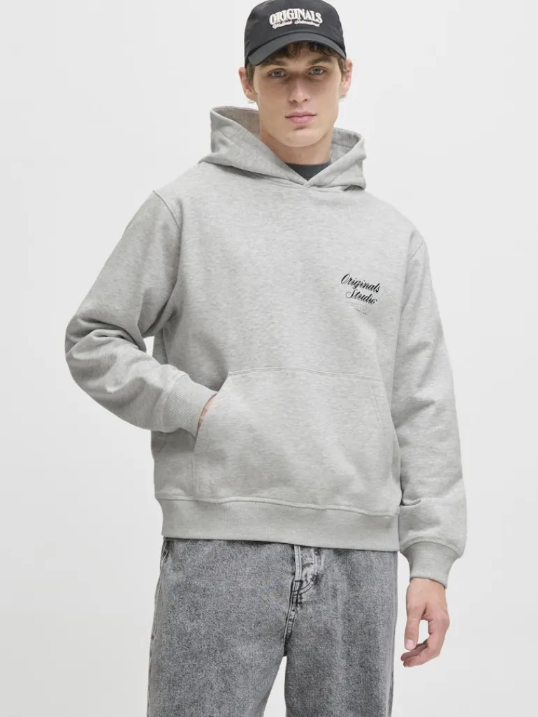 JORNORREBRO TYPO BACK SWEAT HOOD SN white melange