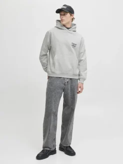 JORNORREBRO TYPO BACK SWEAT HOOD SN white melange