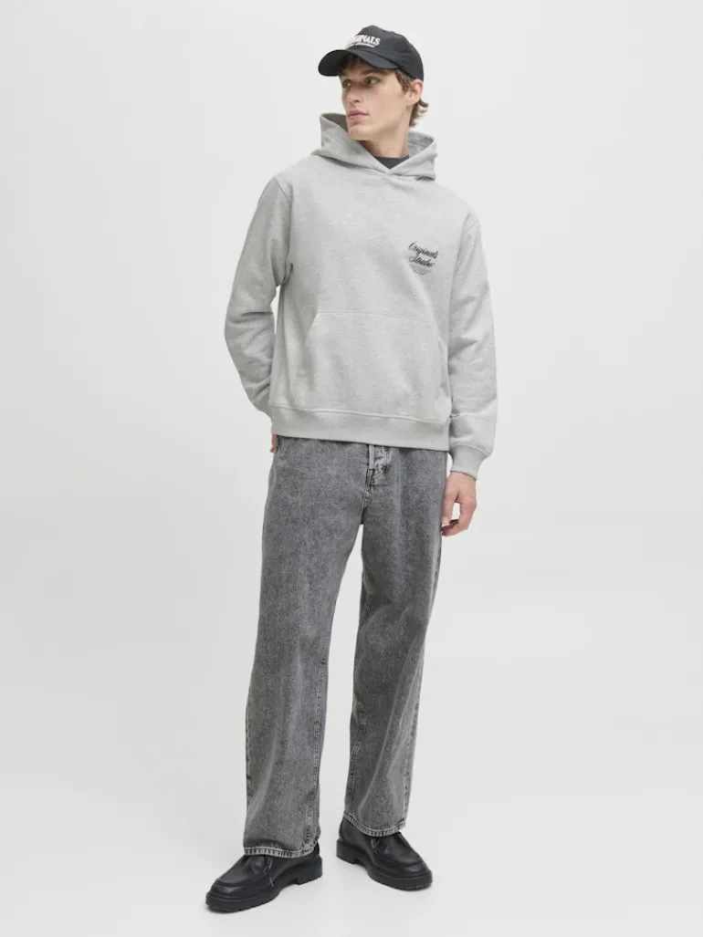 JORNORREBRO TYPO BACK SWEAT HOOD SN white melange