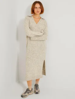 JXARIELLA POLO NECK DRESS KNIT cloud dancer