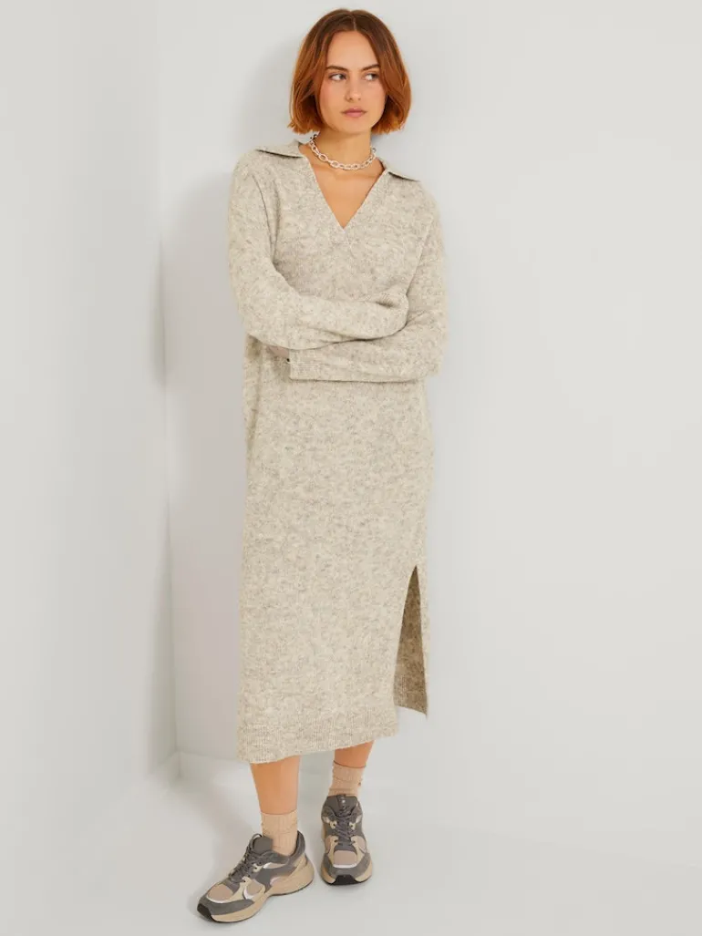 JXARIELLA POLO NECK DRESS KNIT cloud dancer
