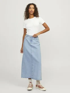 JXAURA LONG MW DENIM SKIRT DNM light blue denim