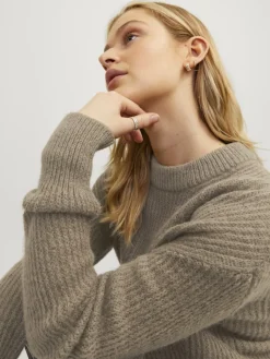 JXEMBER FLUFFY CREW NECK KNIT brindle