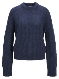 JXEMBER FLUFFY CREW NECK KNIT navy blazer