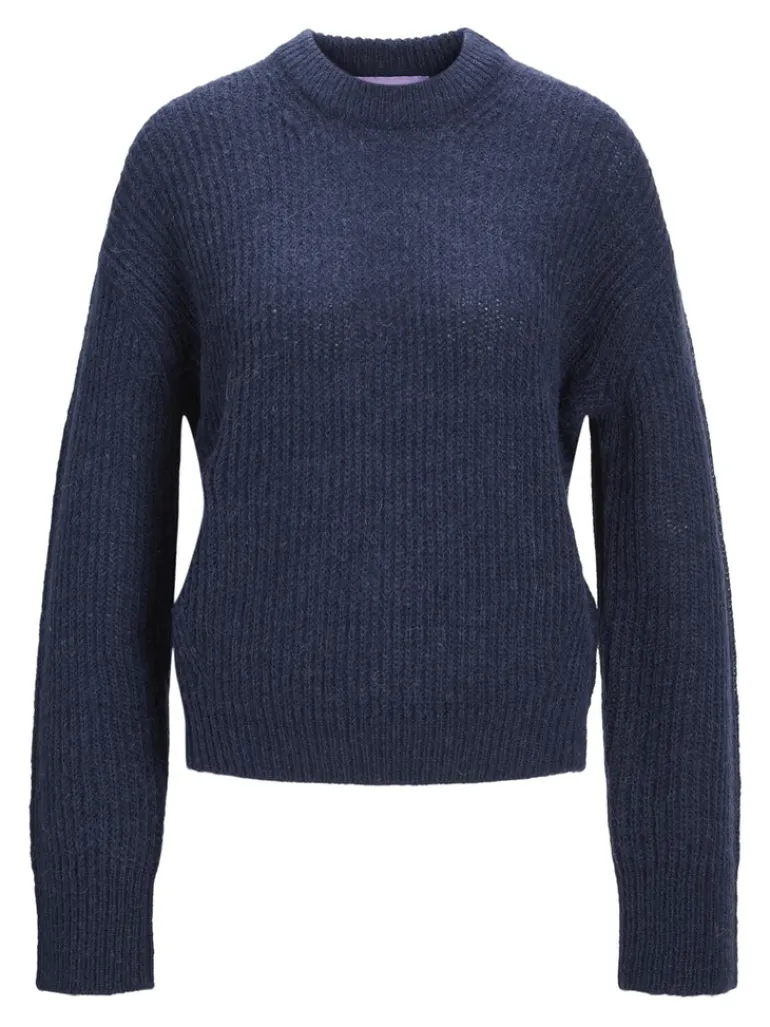 JXEMBER FLUFFY CREW NECK KNIT navy blazer