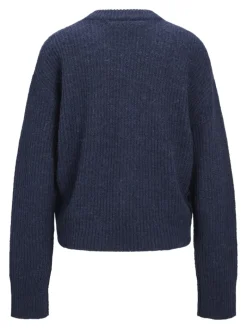 JXEMBER FLUFFY CREW NECK KNIT navy blazer