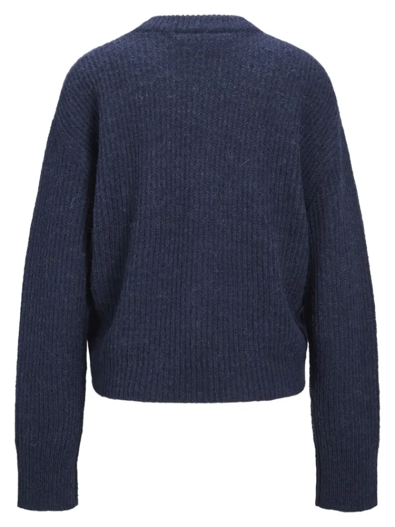 JXEMBER FLUFFY CREW NECK KNIT navy blazer