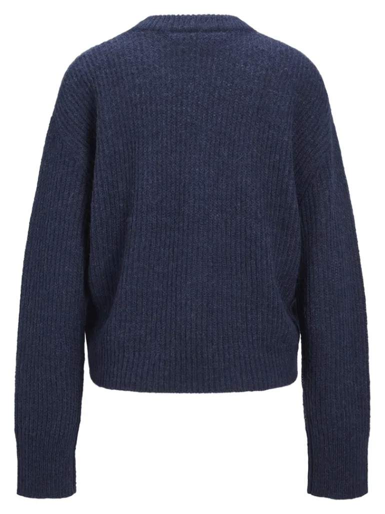JXEMBER FLUFFY CREW NECK KNIT navy blazer