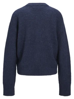 JXEMBER FLUFFY CREW NECK KNIT navy blazer