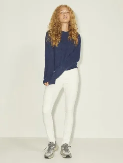 JXEMBER FLUFFY CREW NECK KNIT navy blazer