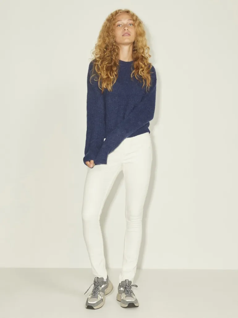 JXEMBER FLUFFY CREW NECK KNIT navy blazer