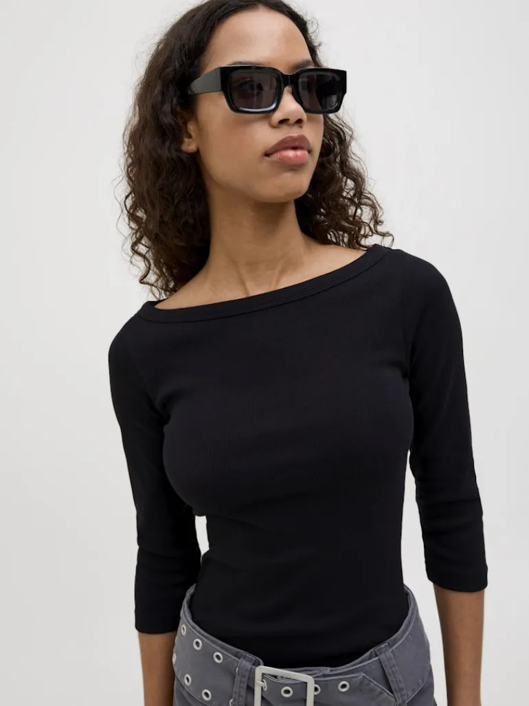 JXFIFI STR 3/4 BOATNECK TOP JRS NOOS black