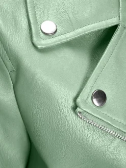 JXGAIL FAUX LEATHER BIKER JACKET NOOS smoke green