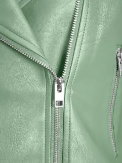 JXGAIL FAUX LEATHER BIKER JACKET NOOS smoke green