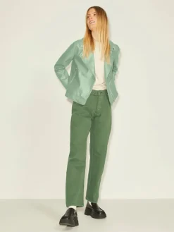JXGAIL FAUX LEATHER BIKER JACKET NOOS smoke green