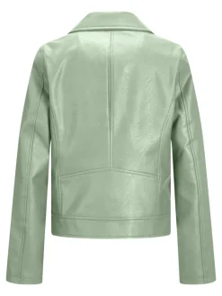 JXGAIL FAUX LEATHER BIKER JACKET NOOS smoke green