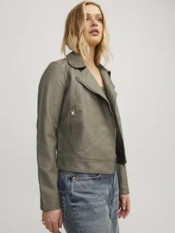 JXGAIL FAUX LEATHER BIKER JACKET NOOS brindle
